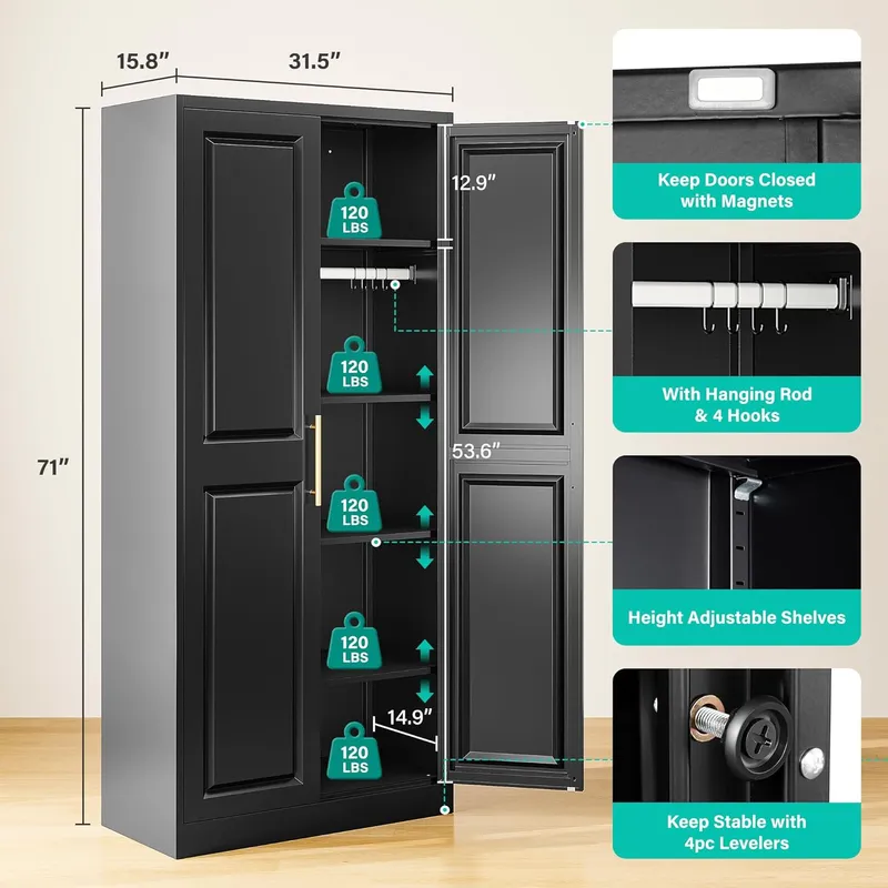 SISESOL Kitchen Pantry Cabinet with 2 Door